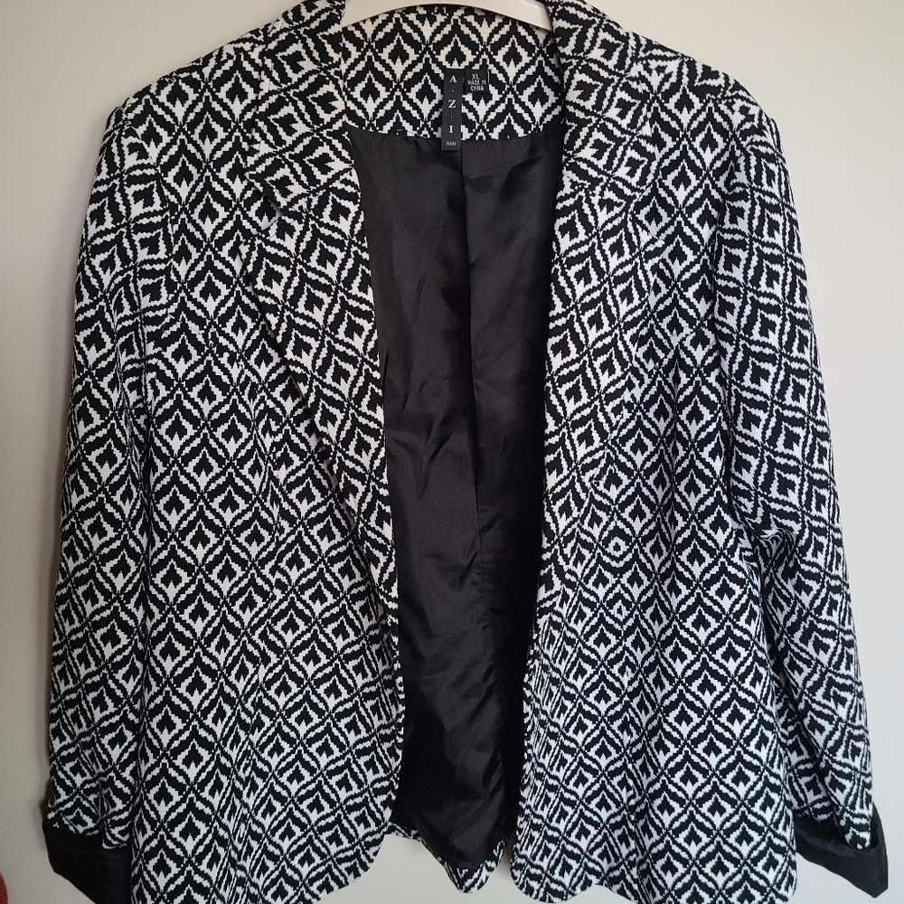 A.Z.I. black & white blazer jacket, XL, EUC
